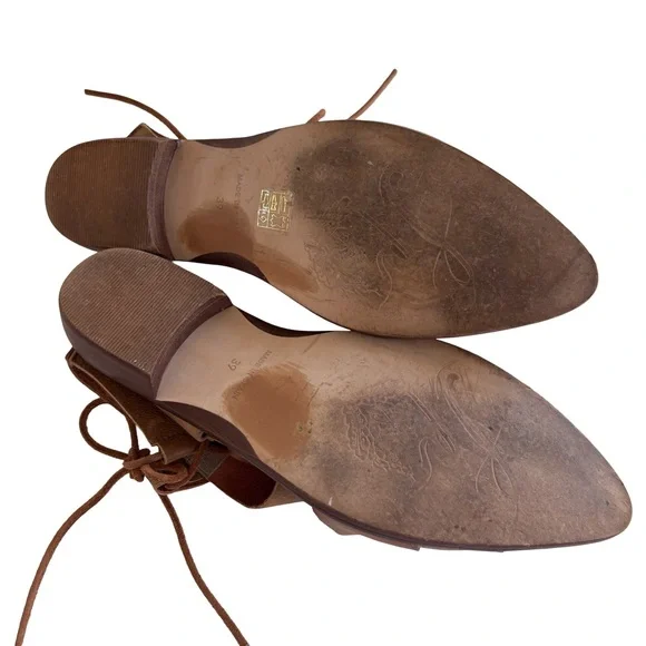 Free People Destino Leather Tan Woven Sz 39